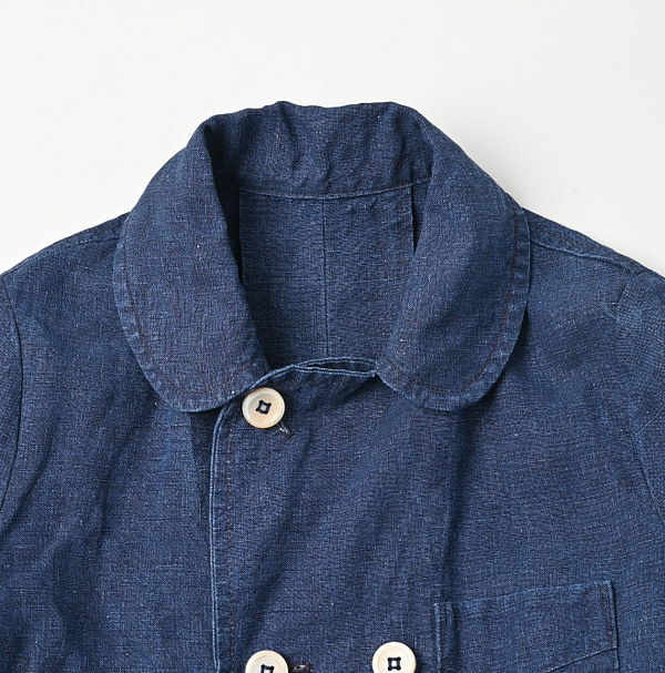 Indigo Linen Cloth Annie W Jacket Detail