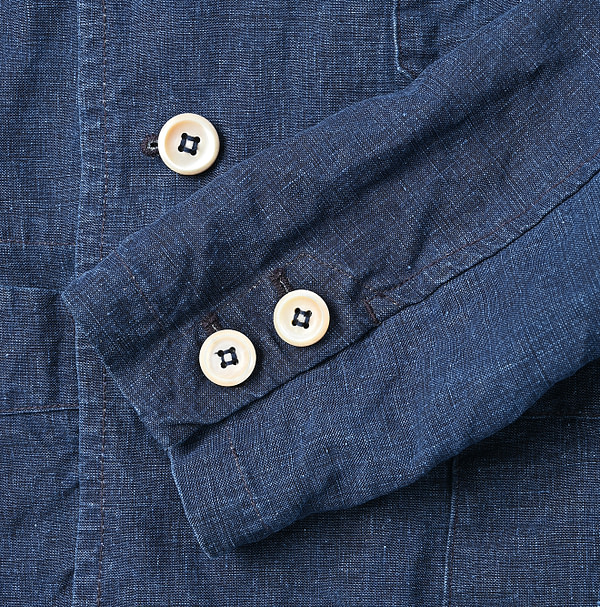 Indigo Linen Cloth Annie W Jacket Detail