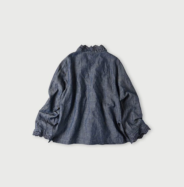 Cotton Linen Dungaree Cutwork Cache-Coeur Back