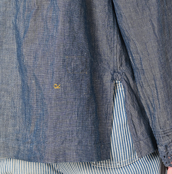 Cotton Linen Dungaree Cutwork Cache-Coeur Detail