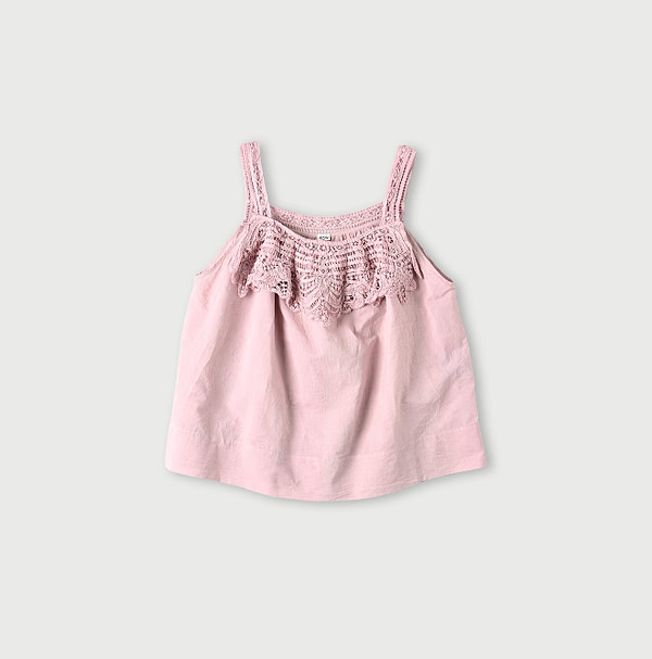 Khadi Ribbon Lace Flare Camisole Pink