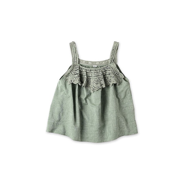 Khadi Ribbon Lace Flare Camisole Green