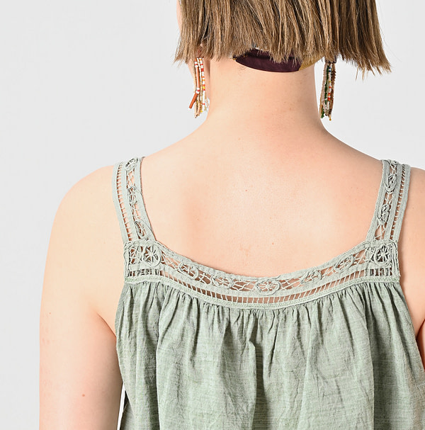 Khadi Ribbon Lace Flare Camisole Detail