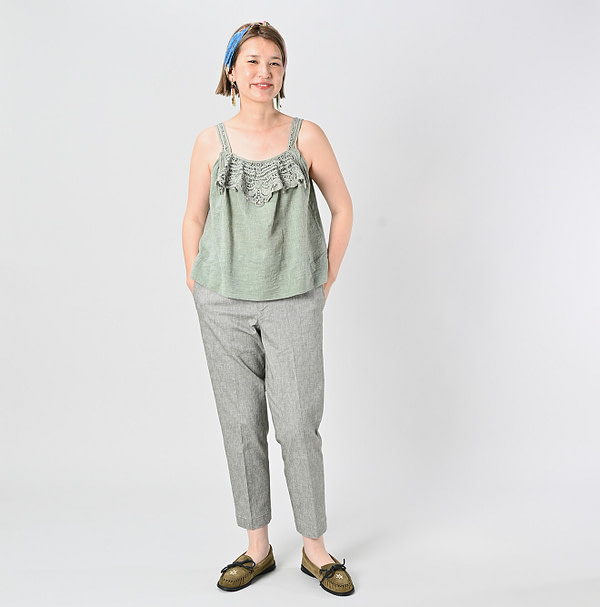 Khadi Ribbon Lace Flare Camisole Female Model