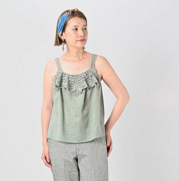 Khadi Ribbon Lace Flare Camisole Female Model