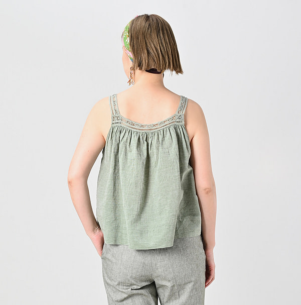 Khadi Ribbon Lace Flare Camisole Female Model