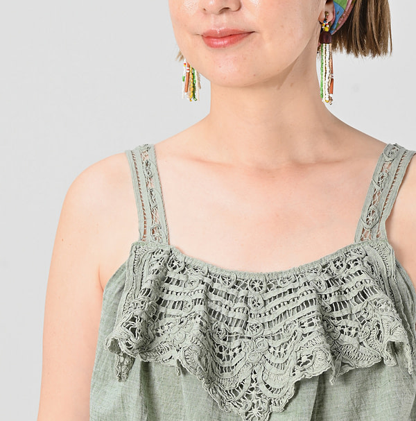 Khadi Ribbon Lace Flare Camisole Detail