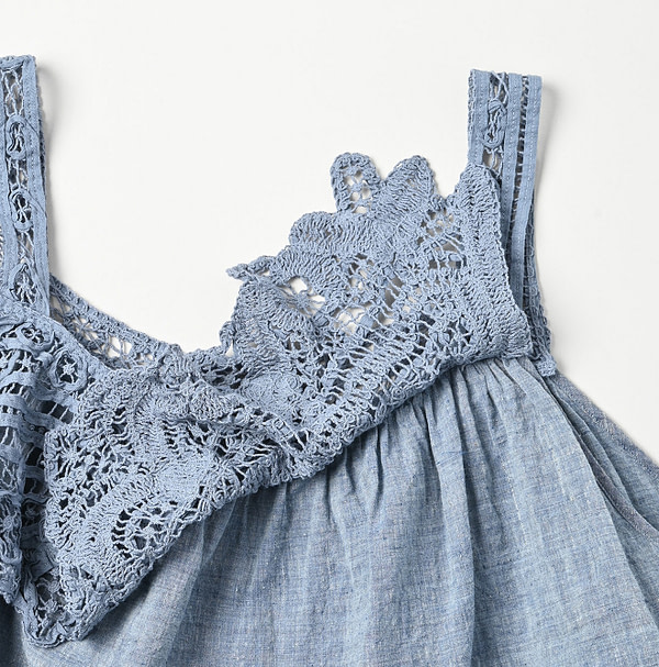 Dungaree Khadi Ribbon Lace Flare Camisole Detail