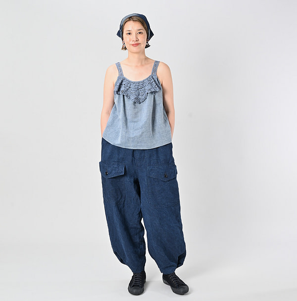 Dungaree Khadi Ribbon Lace Flare Camisole Female Model