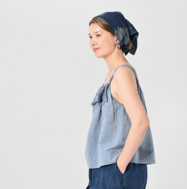 Dungaree Khadi Ribbon Lace Flare Camisole Female Model