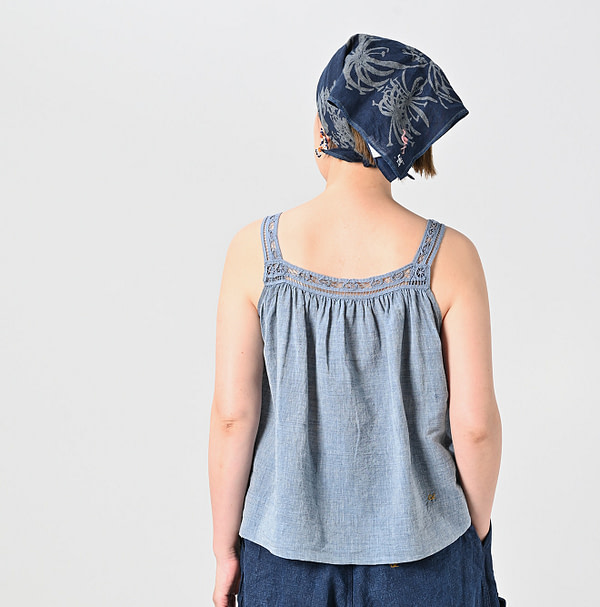 Dungaree Khadi Ribbon Lace Flare Camisole Female Model