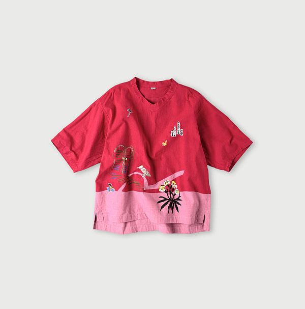 Indian Khadi OX Saijiki Blouse Pink