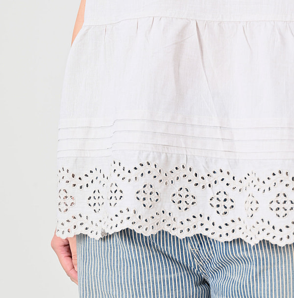 Cotton Linen Chambray Cutwork Camisole Detail
