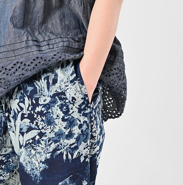 Indigo Irie Aloha Print Easy Pants Detail