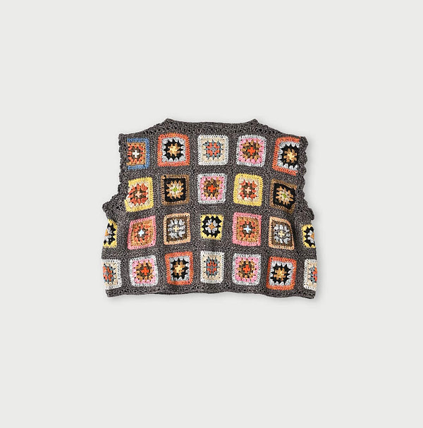 Crochet Flower Vest Back