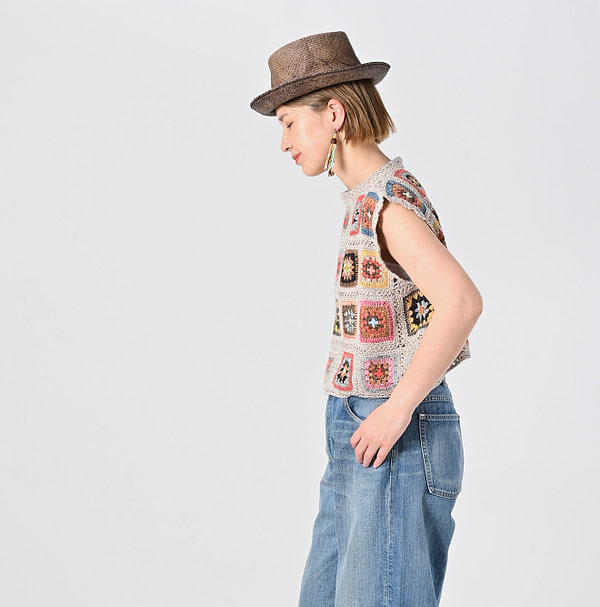 Crochet Flower Vest Female Model