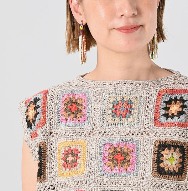 Crochet Flower Vest Detail