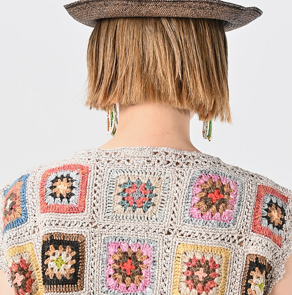 Crochet Flower Vest Detail