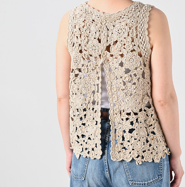 Japanese Paper Crochet Flower Camisole Detail