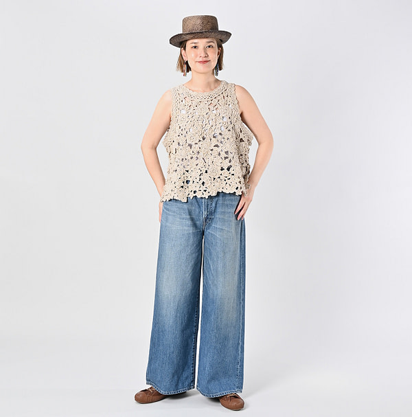 Japanese Paper Crochet Flower Camisole Female Model