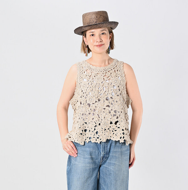 Japanese Paper Crochet Flower Camisole Female Model