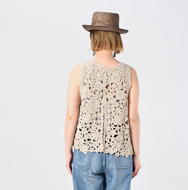 Japanese Paper Crochet Flower Camisole Female Model