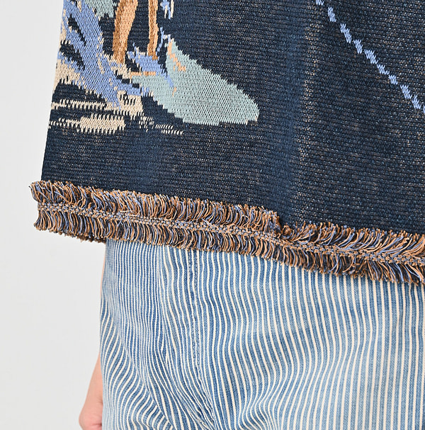 Indigo Surf Hula Girl Jacquard M Camisole Detail