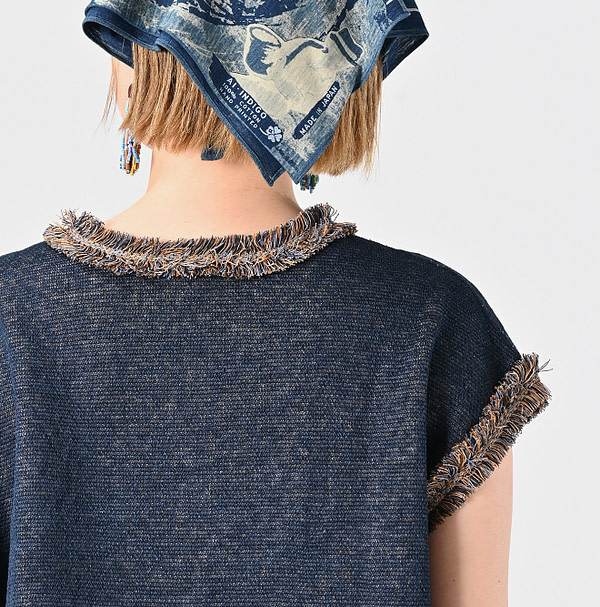Indigo Surf Hula Girl Jacquard M Camisole Detail