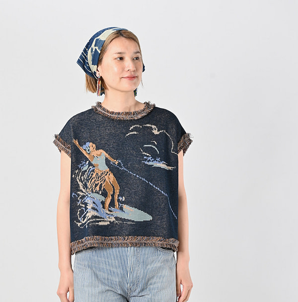 Indigo Surf Hula Girl Jacquard M Camisole Female Model