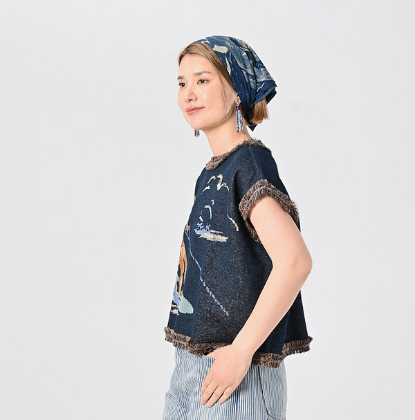 Indigo Surf Hula Girl Jacquard M Camisole Female Model