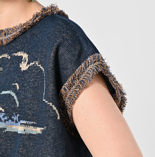 Indigo Surf Hula Girl Jacquard M Camisole Detail