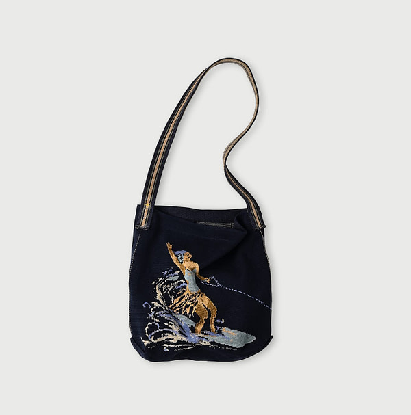 Surf Hula Girl Jacquard Shoulder Bag Navy Base