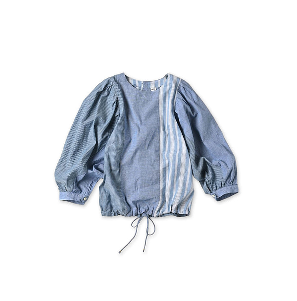 Ai Bleeze Khadi Mix Puff Blouse Blue