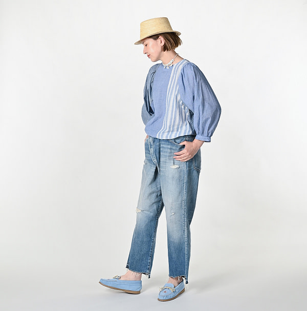 Ai Bleeze Khadi Mix Puff Blouse Female Model