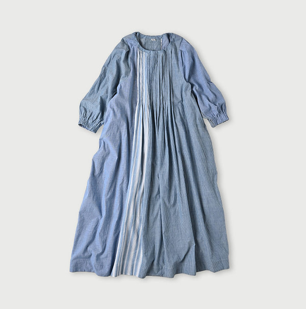 Ai Bleeze Khadi Mix Tuck Dress Blue