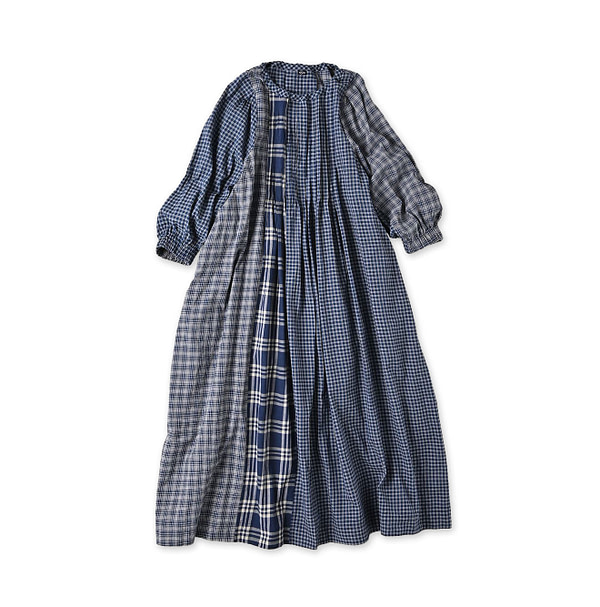 Ai Bleeze Khadi Mix Tuck Dress Navy
