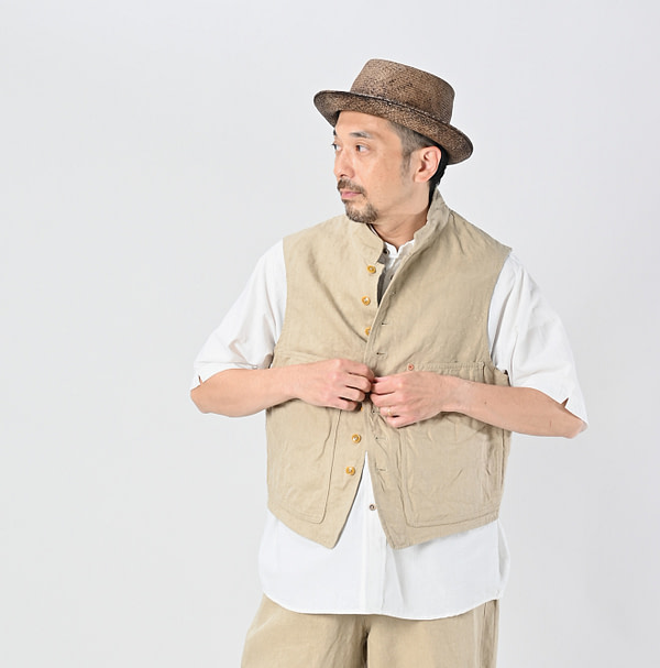 Linen Cloth Nîmes Vest Male Model
