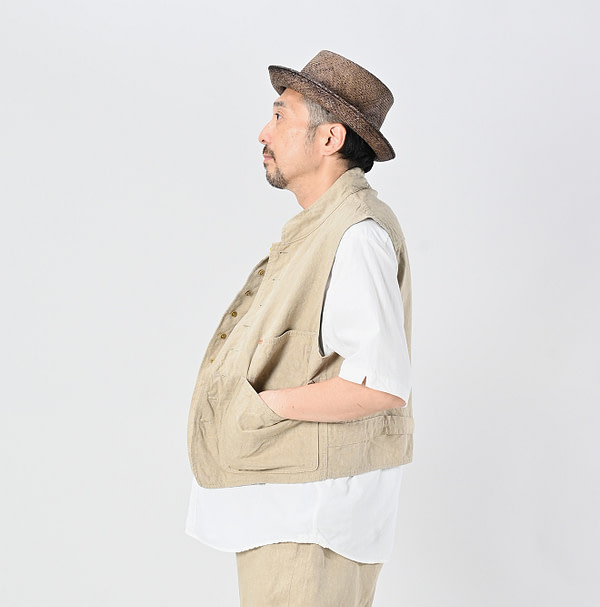 Linen Cloth Nîmes Vest Male Model