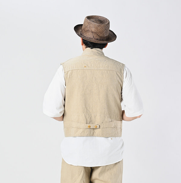 Linen Cloth Nîmes Vest Male Model