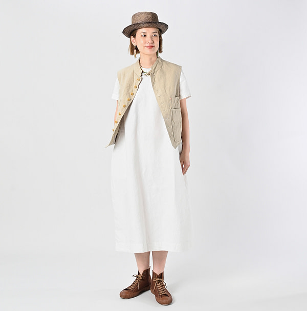 Linen Cloth Nîmes Vest Female Model