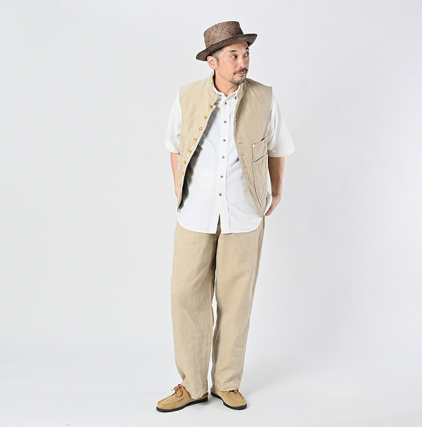 Linen Cloth Nîmes Vest Male Model
