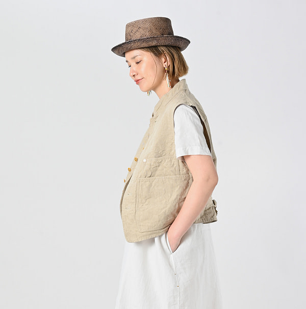 Linen Cloth Nîmes Vest Female Model