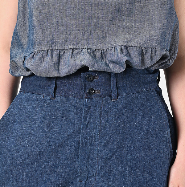 Indigo Linen Cloth 908 Nîmes Pants Detail