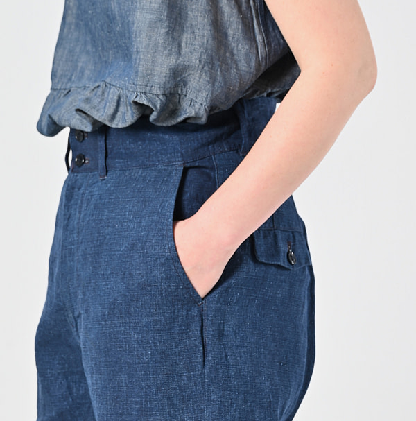 Indigo Linen Cloth 908 Nîmes Pants Detail