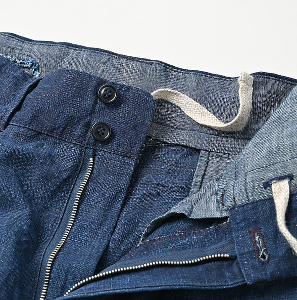 Indigo Linen Cloth 908 Nîmes Pants Detail