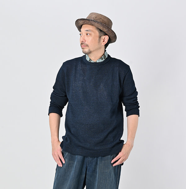 Indigo GIma Knitsew 908 Long Sleeve T-shirt Male Model
