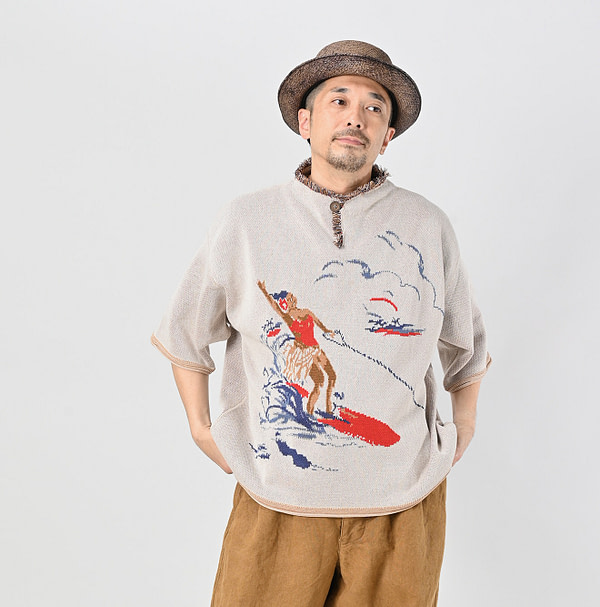 Surf Hula Girl Jacquard 908 Outer T-shirt Male Model