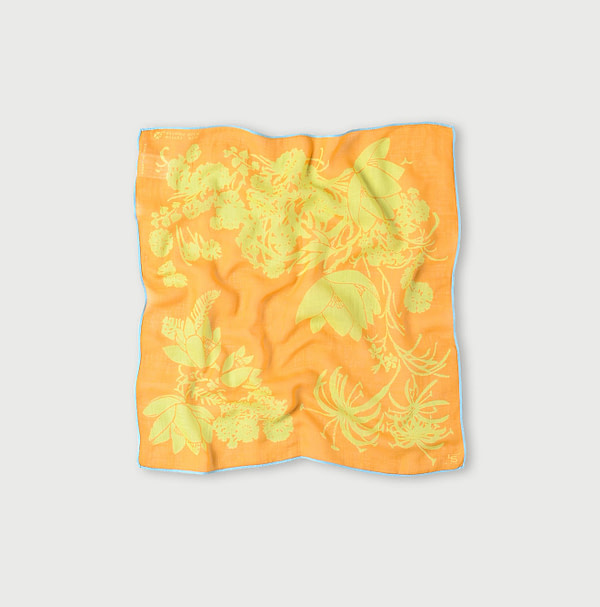 Lotus Print Gauze Bandana Orange