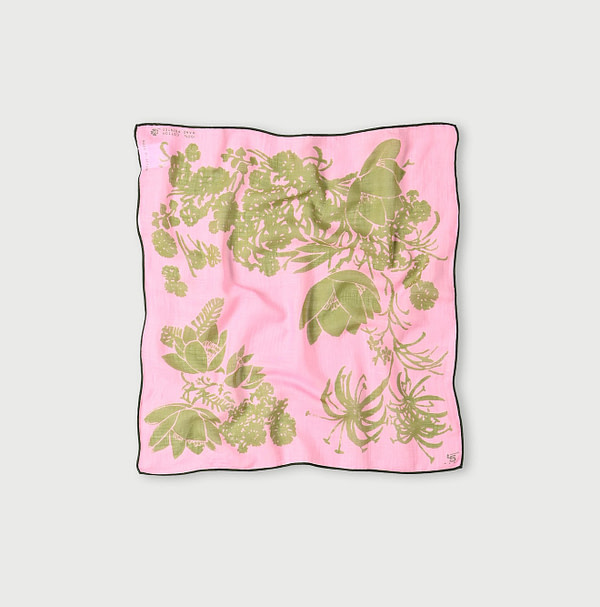 Lotus Print Gauze Bandana Pink