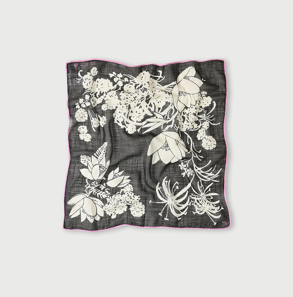 Lotus Print Gauze Bandana Brown